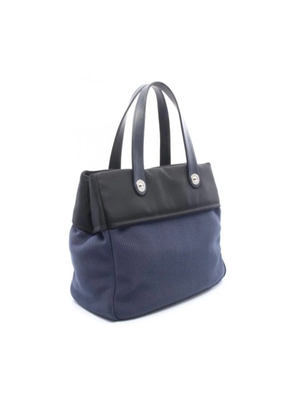 Chanel Tote Bag Paris Biarritz Navy Black Nylon Leather
